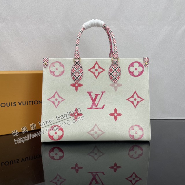 Lv路易威登2023專櫃新款OnTheGo中號手袋 LV帆布鋪陳淡雅手提肩背購物袋 M22976 ydh5102